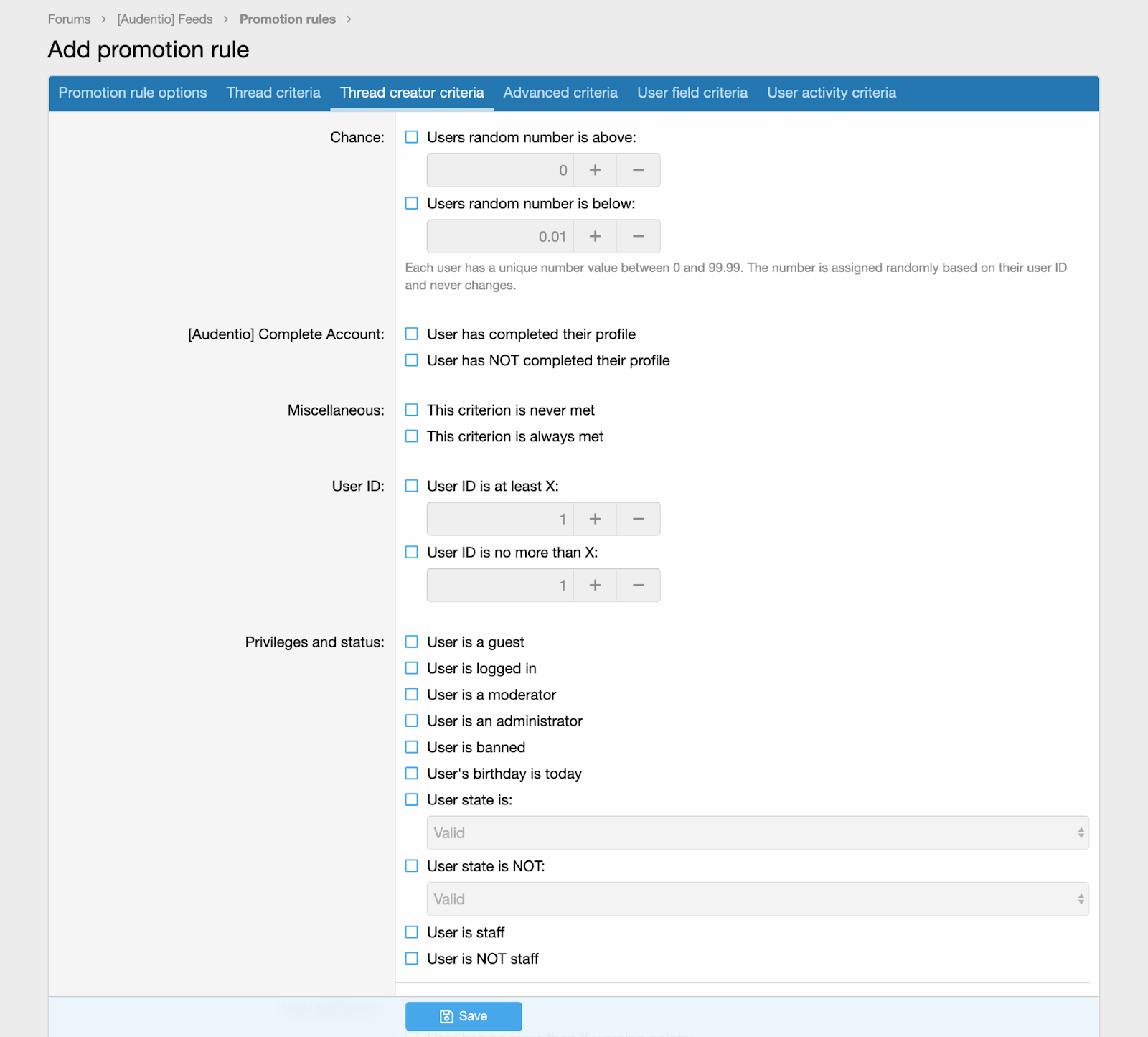 Preview of setting up prefix criteria