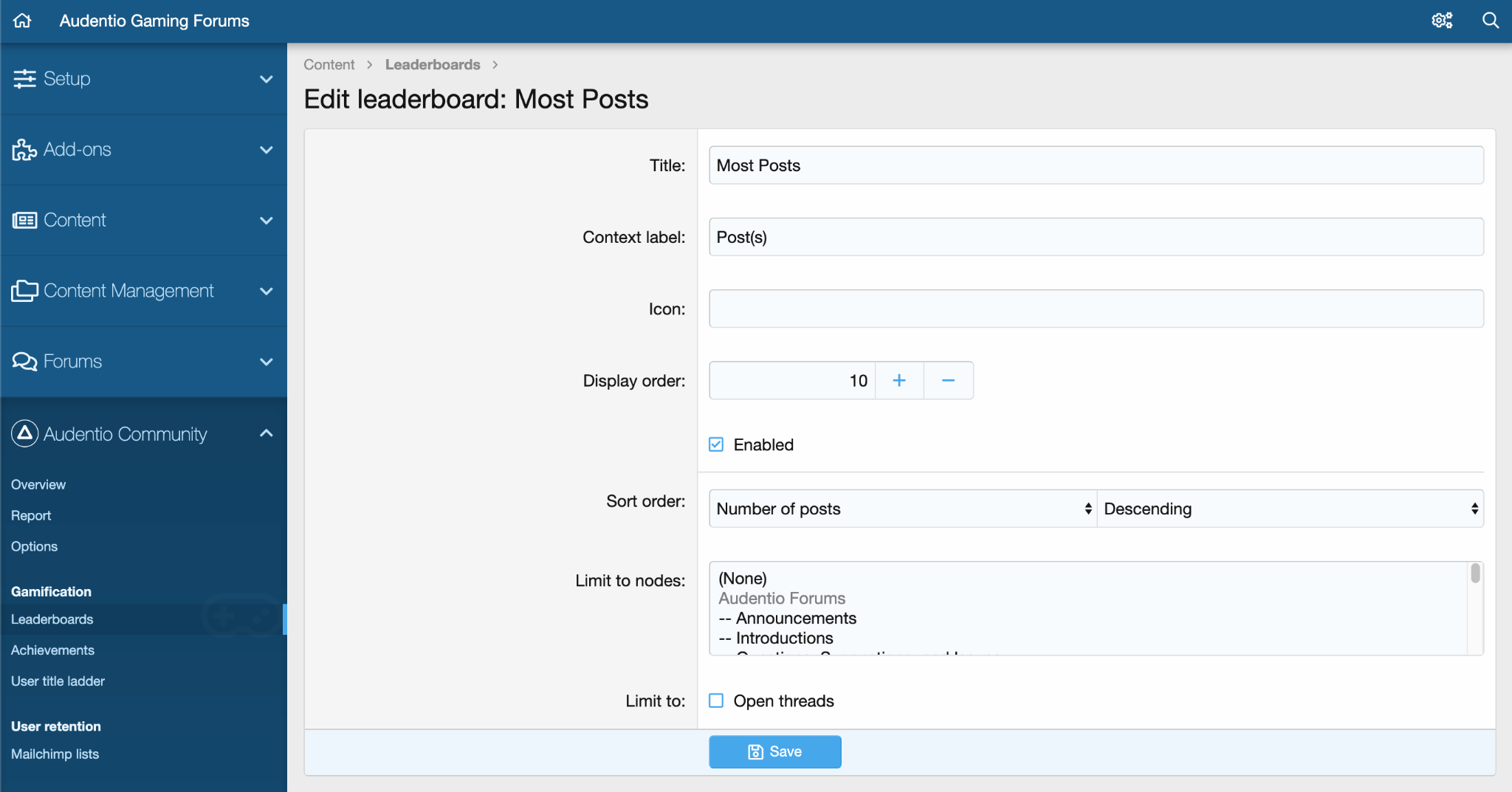 Preview of creating a leaderboard within Leaderboards