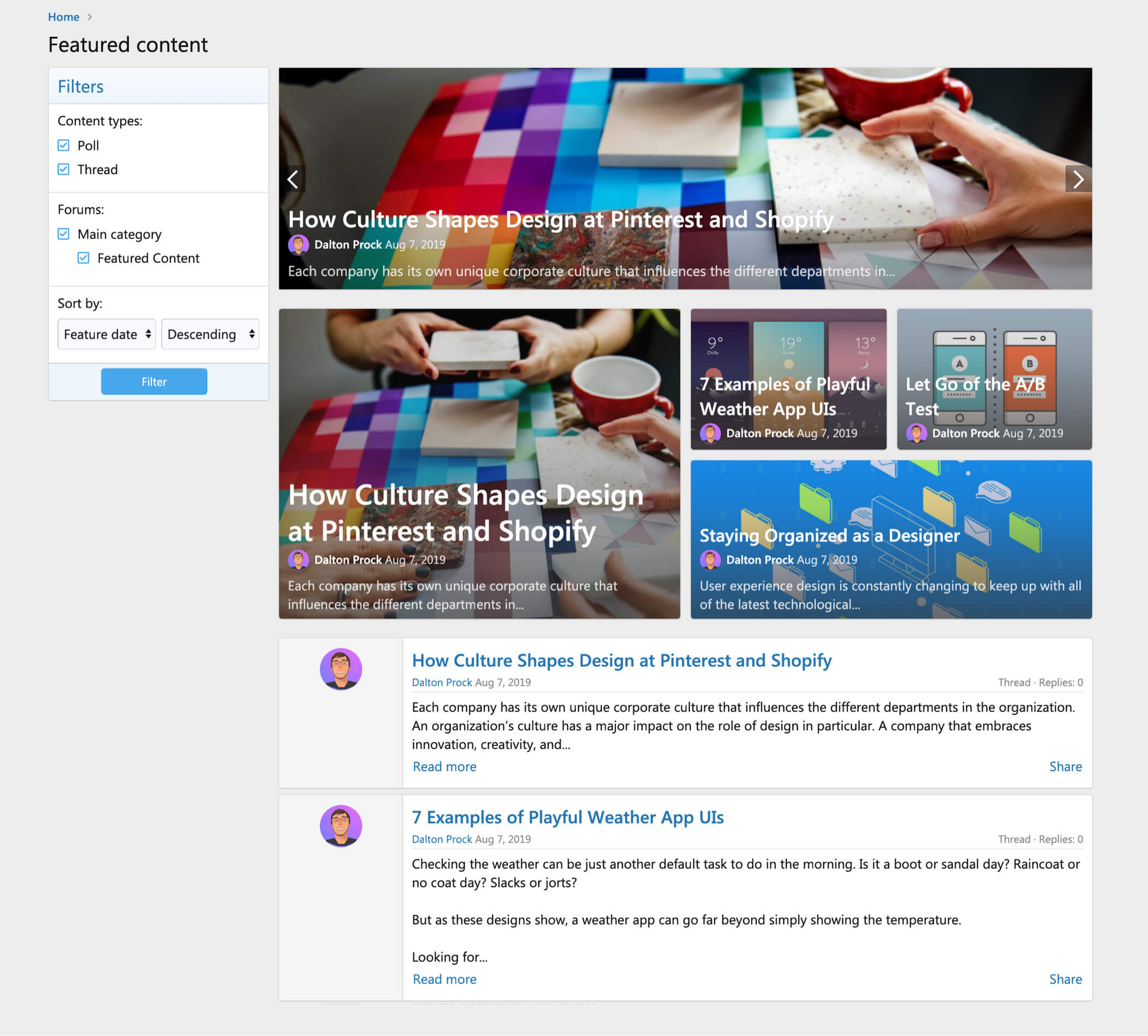 Preview of wrap view on the featured content page image