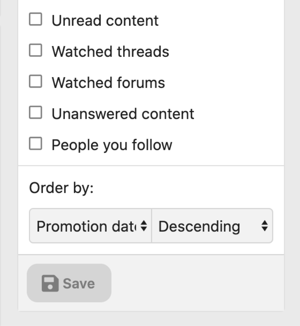Example of the specific filters you can set before saving them