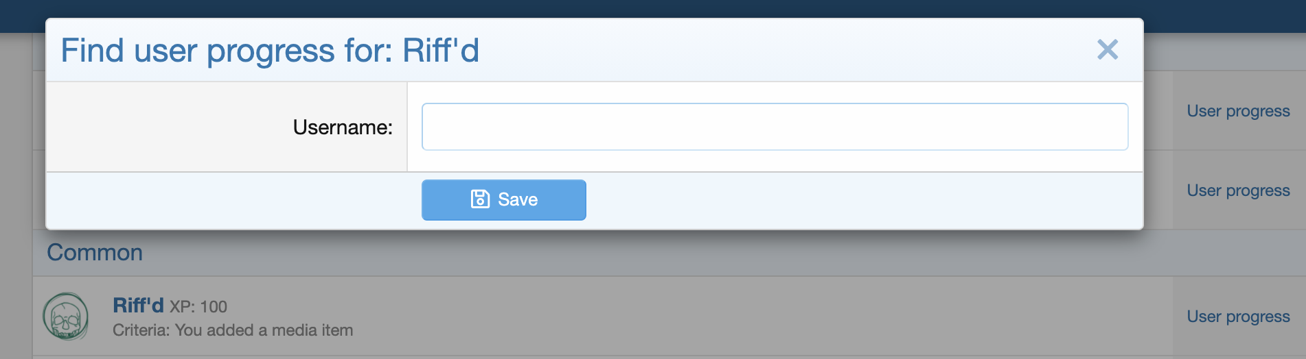 Preview of manually awarding an achievement to a user on gaming.audent.io