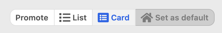 Preview of switcher which allow users to display a feed under "card view" or condensed "list" view.