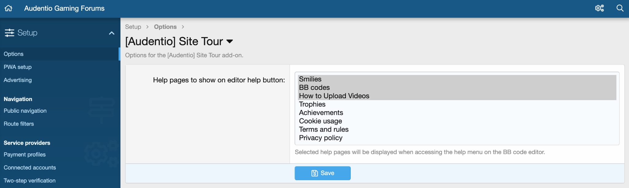 Preview of Site Tour options